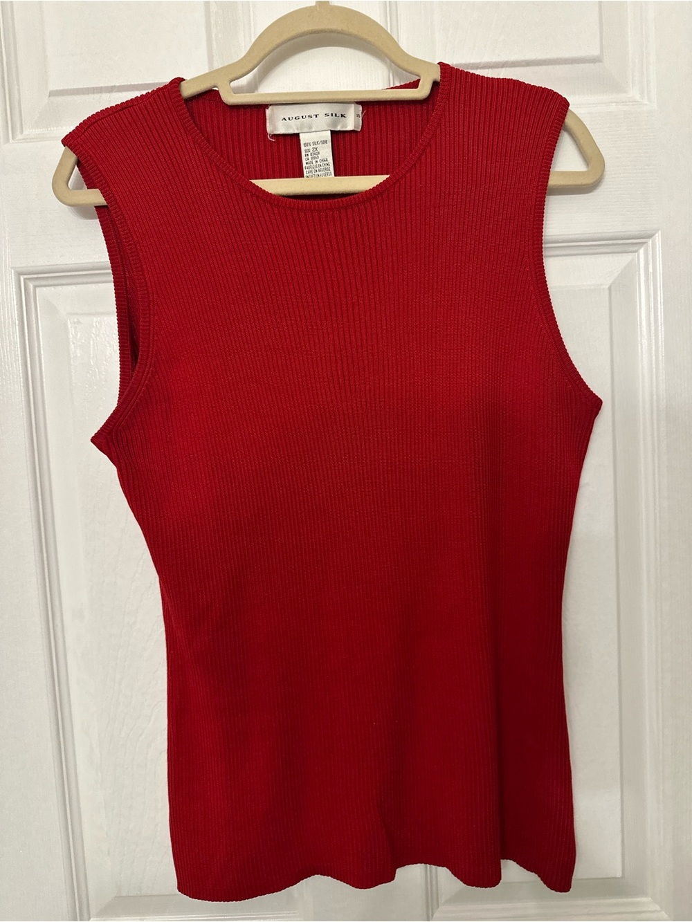 august silk Red Ribbed Sleeveless Tank Top